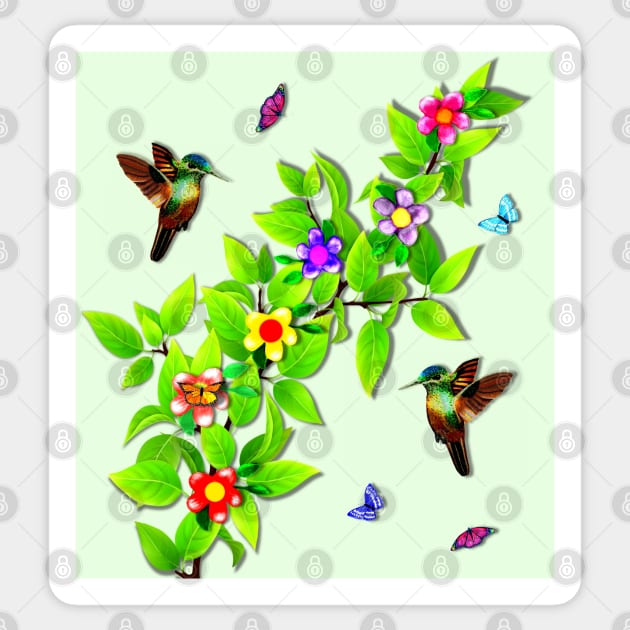 Hummingbirds and Butterflies Sticker by KC Morcom aka KCM Gems n Bling aka KCM Inspirations